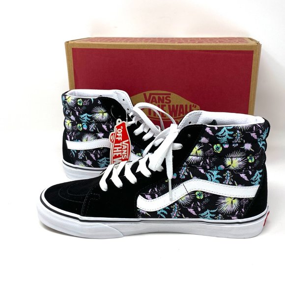 Vans SK8-HI Paradise Floral Black Suede Shoes White Out Sole Men's VN0A32QG3VD - Picture 7 of 9